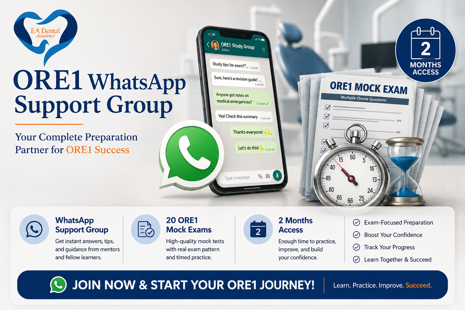 ORE1 WhatsApp Support Group + 20 ORE1 Mock Exams (2 Months Access) Image